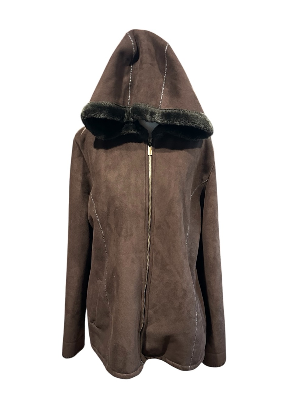 Marvin Richards Plush-Lined Hooded Teddy Jacket in Brown
